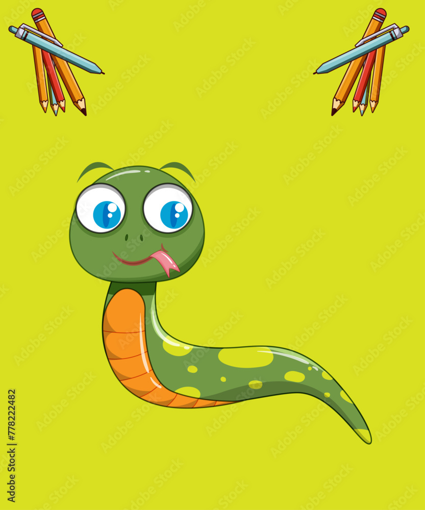 Fototapeta premium Cute snake cartoon vector illustration.