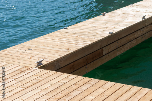 floating wooden dock on the lake