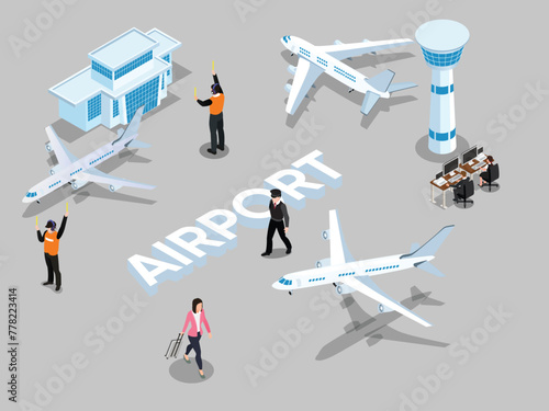 Airport with infographic elements templates