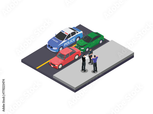 Car crash or Auto accident involving two cars on a city street
