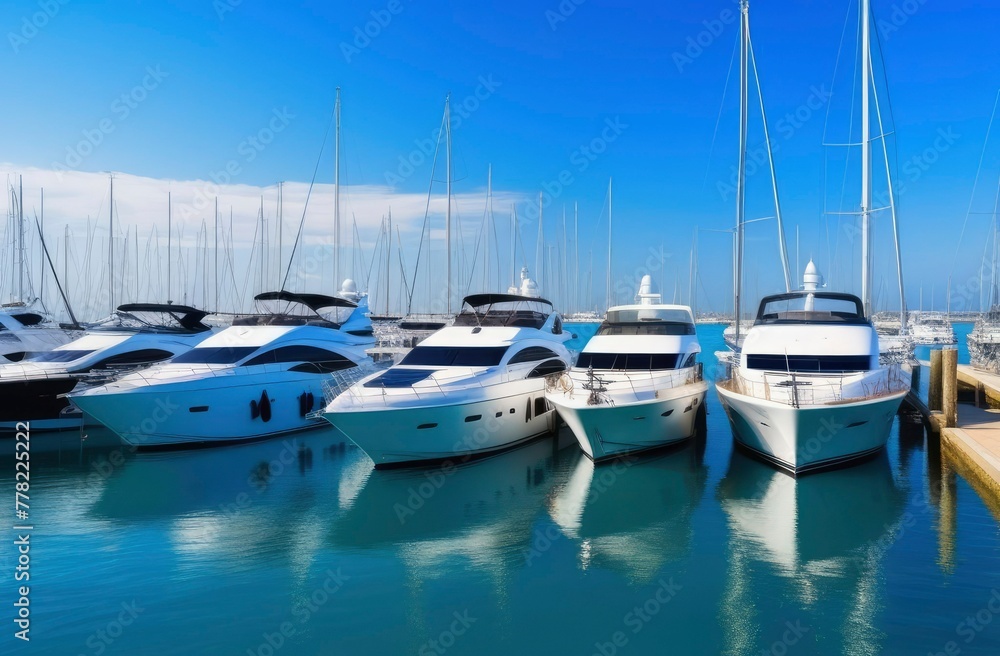 Fototapeta premium sport yachts moored at the pier on a sunny day.