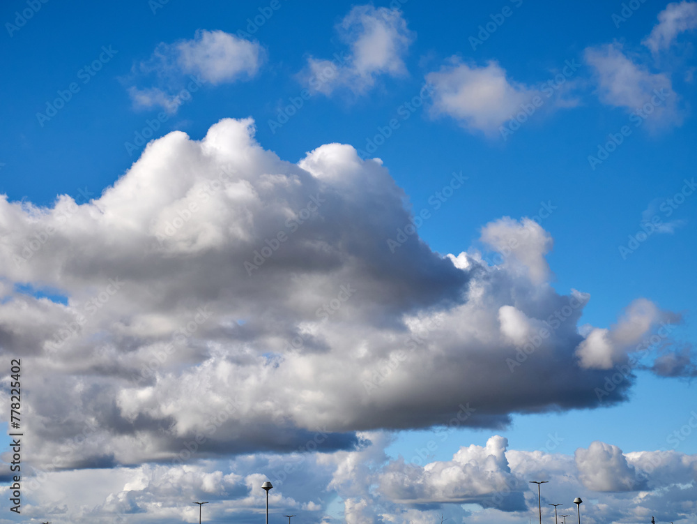 Cumulus clouds in the sky. Fluffy cloud shapes Cumulus clouds in the sky. Fluffy cloud shapes