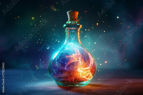 An isolated colorful glowing magical potion  photo