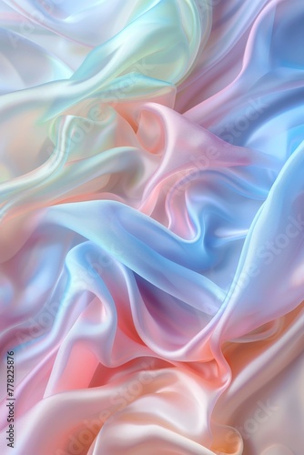 Abstract Painting of Pink, Blue, and White Fabric