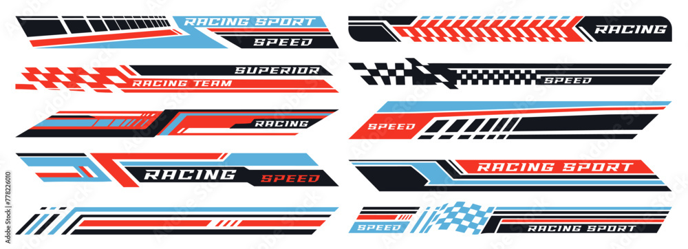 Fototapeta premium Racing team colorful set stickers