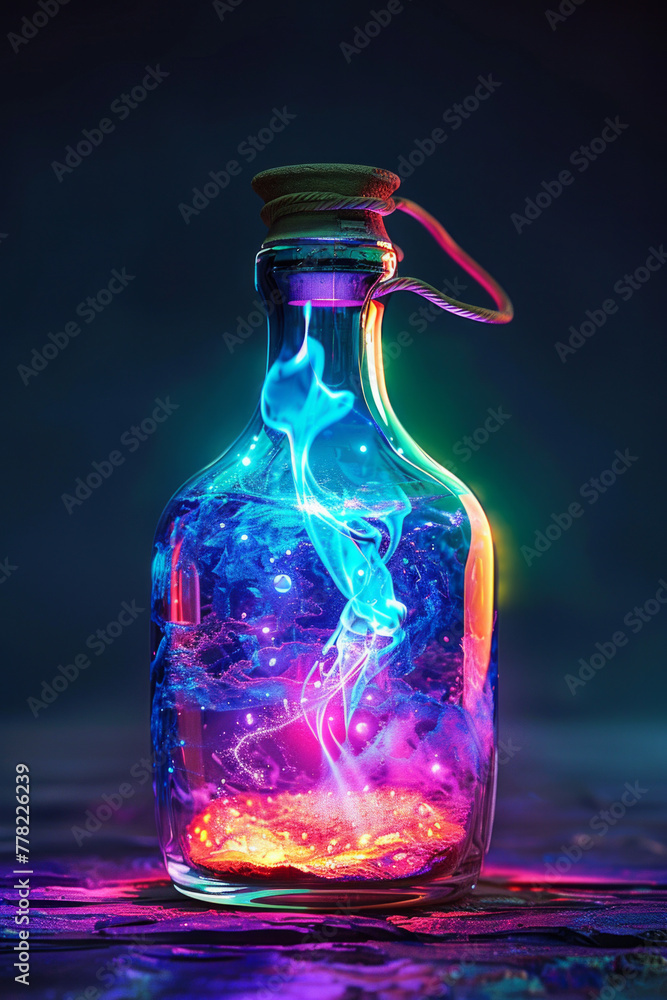An isolated colorful glowing magical potion An isolated colorful glowing magical potion