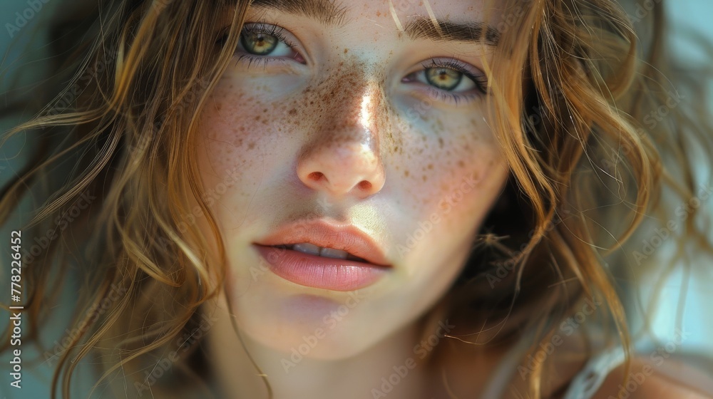 Close Up of a Woman With Freckles on Her Face Close Up of a Woman With Freckles on Her Face