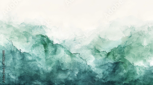 Sage green ombre watercolor background with abstract design