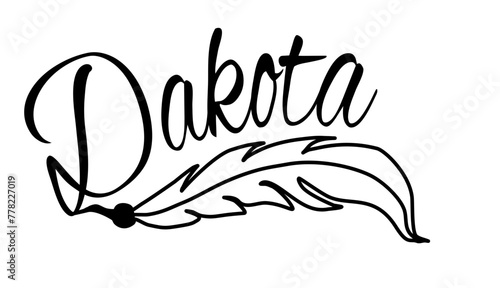Dakota - black color - name written - Word with feather for websites, baby shower, greetings, banners, cards-shirt, sweatshirt, prints, cricut, silhouette, sublimation