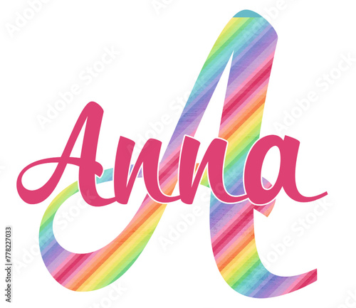 Anna - pink color - name written -word ideal for websites, baby shower, presentations, greetings, banners, cards, prints, cricut,quinceañera, silhouette, sublimation
