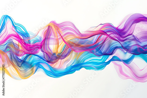 Vibrant colorful waves cascade gracefully against a pristine white background, offering a captivating abstract composition © River Girl