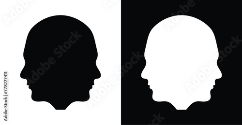 Double Human Face Silhouette Side View