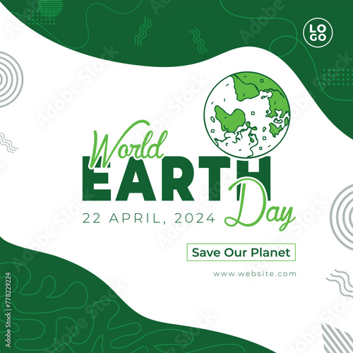 A green poster with a World Earth Day social media post template