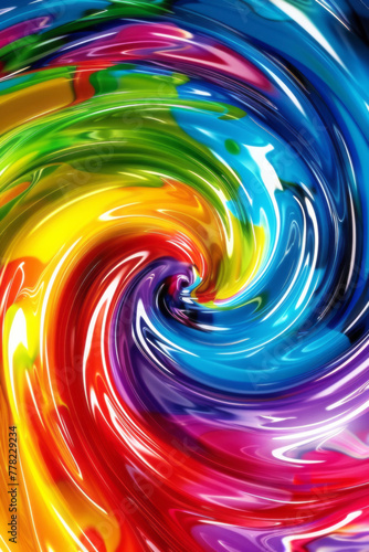 An abstract colored background with a swirly pattern is portrayed in a style that merges colorful realism, bold and vibrant primary colors, glossy finish, and bold yet graceful elements.