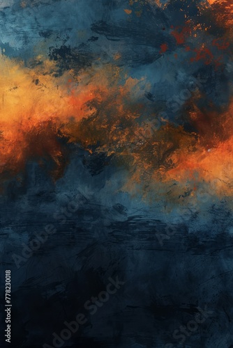 A new blue abstract grunge texture paint background in a style that merges light cyan and dark amber hues, and apocalypse landscape.