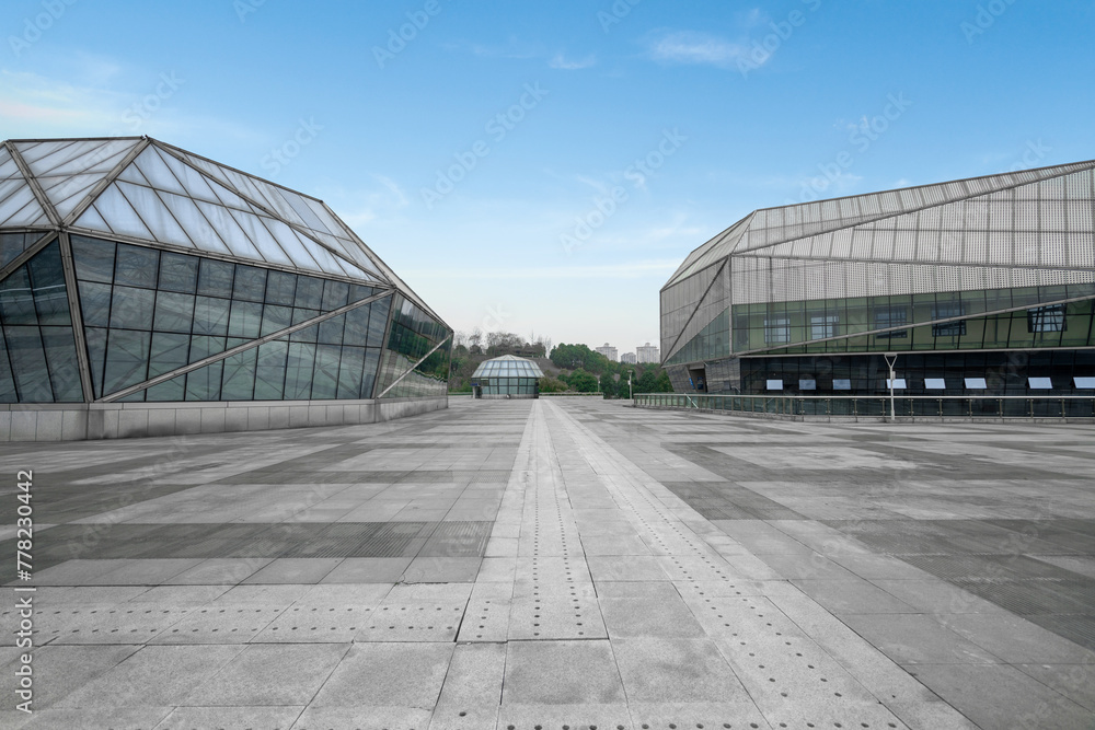 Fototapeta premium The appearance of modern buildings in empty squares and science museums