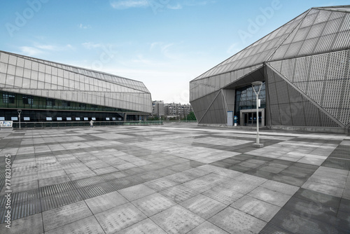 Obraz na plátně The appearance of modern buildings in empty squares and science museums