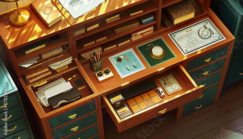 Detective Agency Secret Headquarters A secret detective agency set with hidden compartments, spy gadgets, and investigation boards for detective series