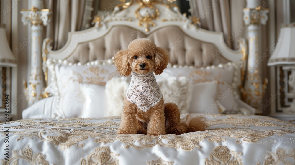 toy poodle in the bedroom