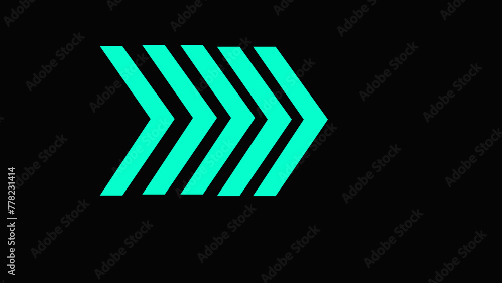Left neon directional Animation arrow icon, colorful five arrow icon with black background. Left neon directional Animation arrow icon, colorful five arrow icon with black background.