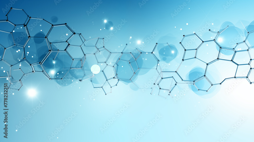 Fototapeta premium Elegant Blue Science Network Background with Geometric Connection Lines