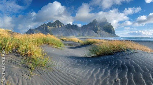Sand dunes on the Stokksnes on southeastern Icelandic coast 
