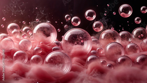 Fototapeta Naklejka Na Ścianę i Meble -  Abstract background with pink transparent spheres