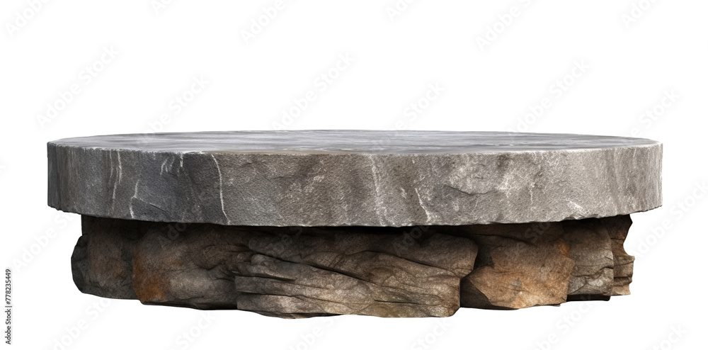 Fototapeta premium Flat rock podium for product display, cut out