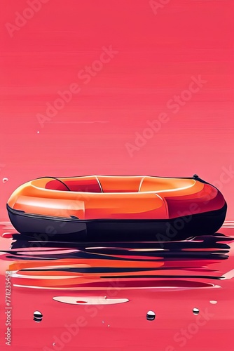 a lifebuoy graciously floating on the boundless turquoise waters photo