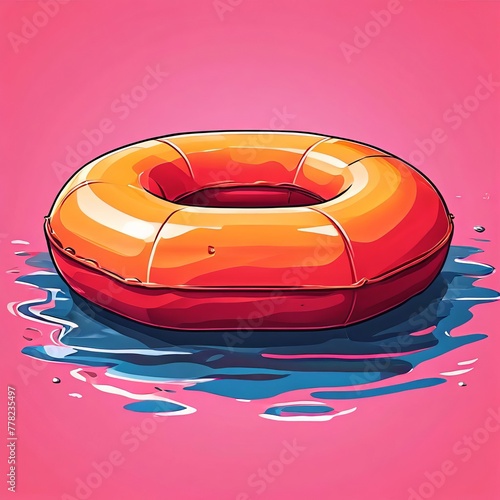 a lifebuoy graciously floating on the boundless turquoise waters photo