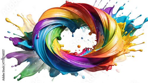 LGBTIQ pride symbol enveloped in a vibrant splash of rainbow colors. Transparent background. Generative AI © Janis