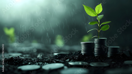investment concept and depicted by growing leaf shoots, suitable for financial illustrations and investment concepts photo