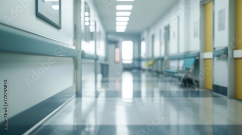 Generative AI : blur background of modern hospital ICU corridor interior, medical and healthcare concept © The Little Hut