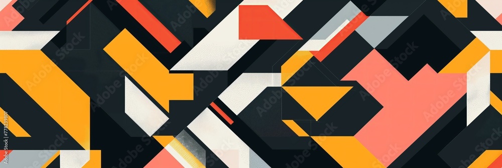 A colorful abstract design with black and white shapes. The colors are bright and bold, creating a sense of energy and movement. The design is made up of various shapes and lines A colorful abstract design with black and white shapes. The colors are bright and bold, creating a sense of energy and movement. The design is made up of various shapes and lines