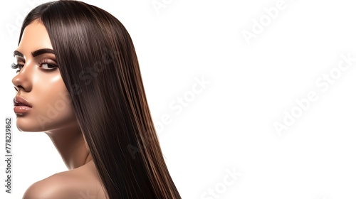 Generative AI : Beautiful long Hair. Beauty woman with luxurious straight brown hair. Beautiful brunette Model