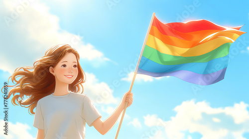 Proud LGBTQ+ Individual with Pride Fla