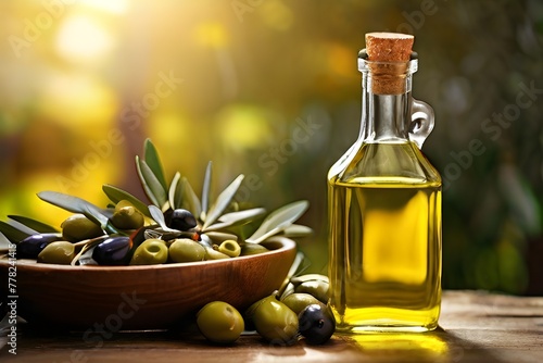 olive oil and olives. Generated AI