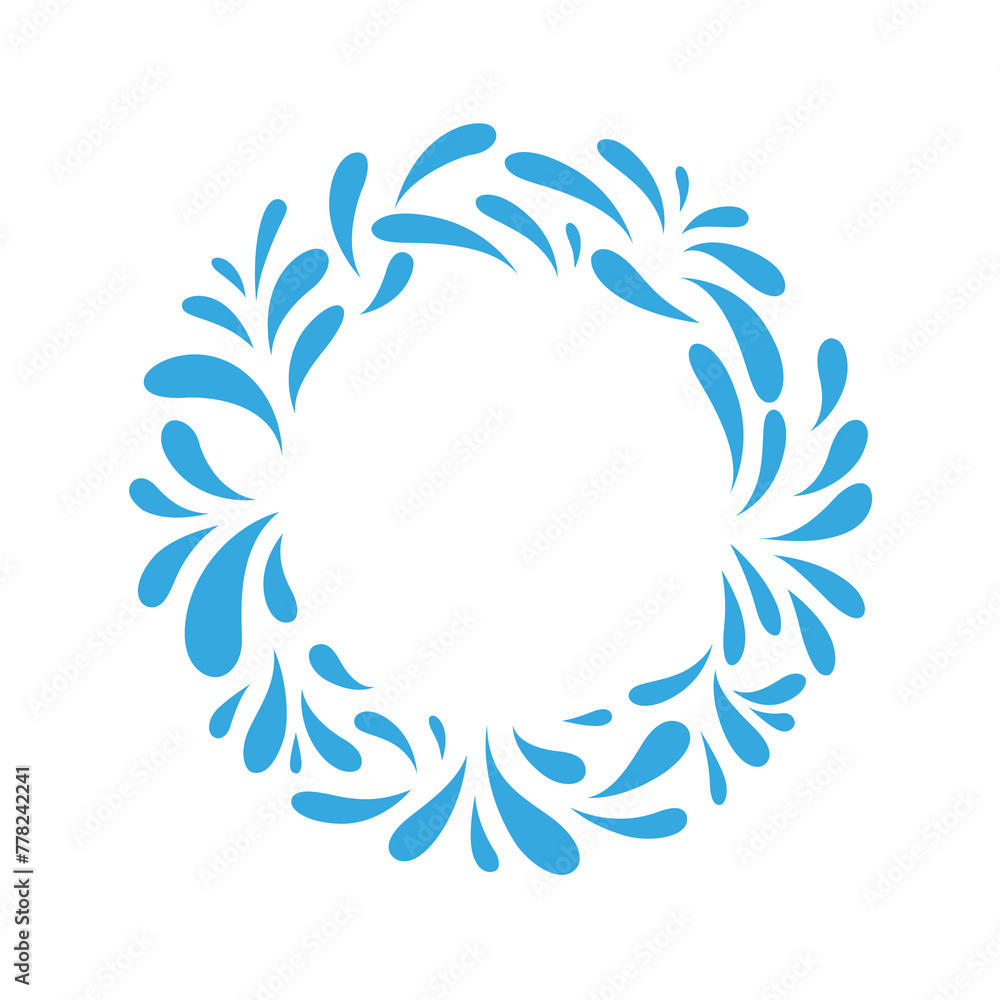 Fototapeta premium Round emblem design template in trendy style with splatter.