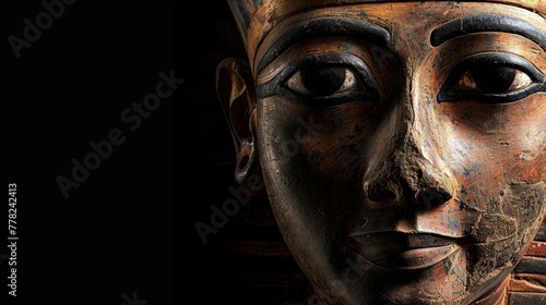 Ancient Egyptians Philosopher, very attractive face with black background.