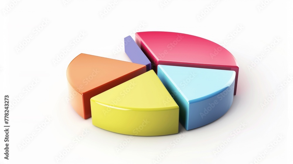 Fototapeta premium Pie chart illustrating the distribution of trading volume by asset class in a leading online trading platform no splash