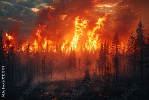 Massive wildfire wreaks havoc on forest ecosystem © Oleksandr