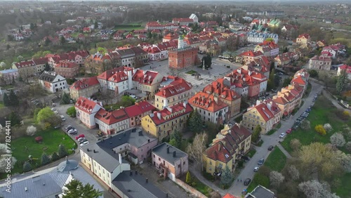 Aerial drone view to the Sandomierz a medieval small town in Poland, located on the Vistula River on seven hills, hence sometimes called Little Rome. photo