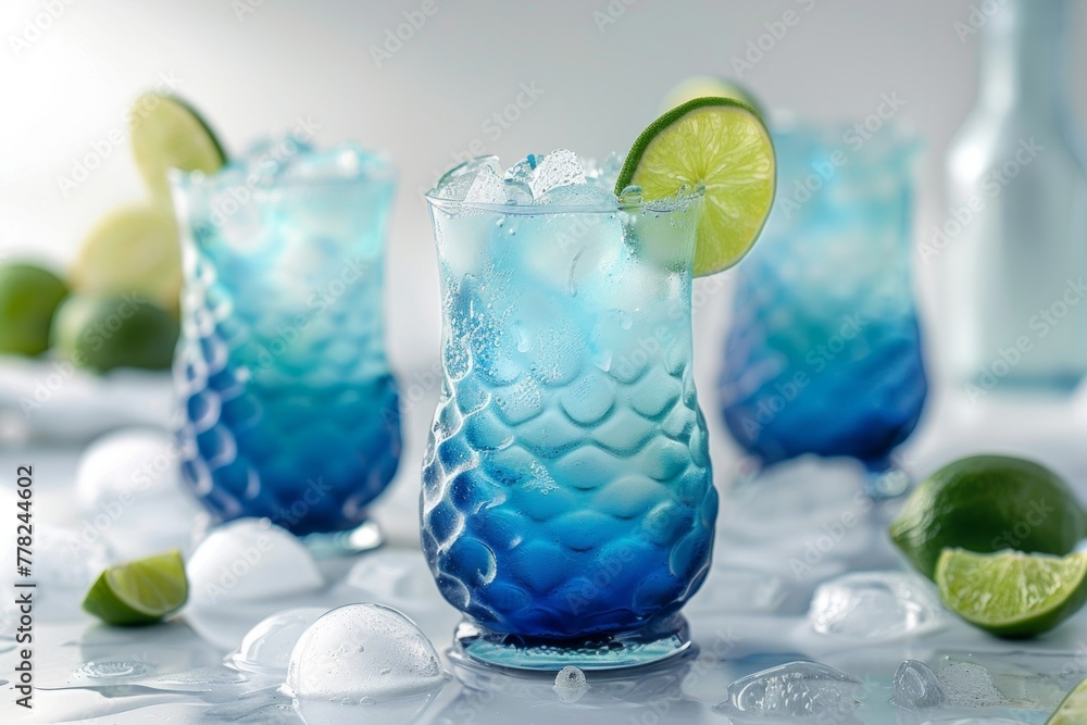 Blue Mermaid Water Drinks with Lime