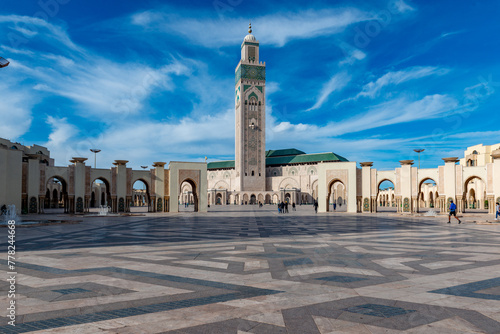 The Hassan II Mosque is a mosque in Casablanca, Morocco. It is the largest mosque in Morocco and the 7th largest in the world. photo