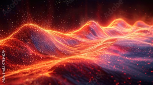 Wallpaper Mural Abstract digital illustration of energy waves flowing through a digital grid, futuristic look Torontodigital.ca