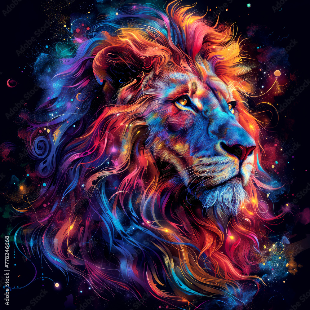 Leo's prism: Multicolored zodiac sign in digital style