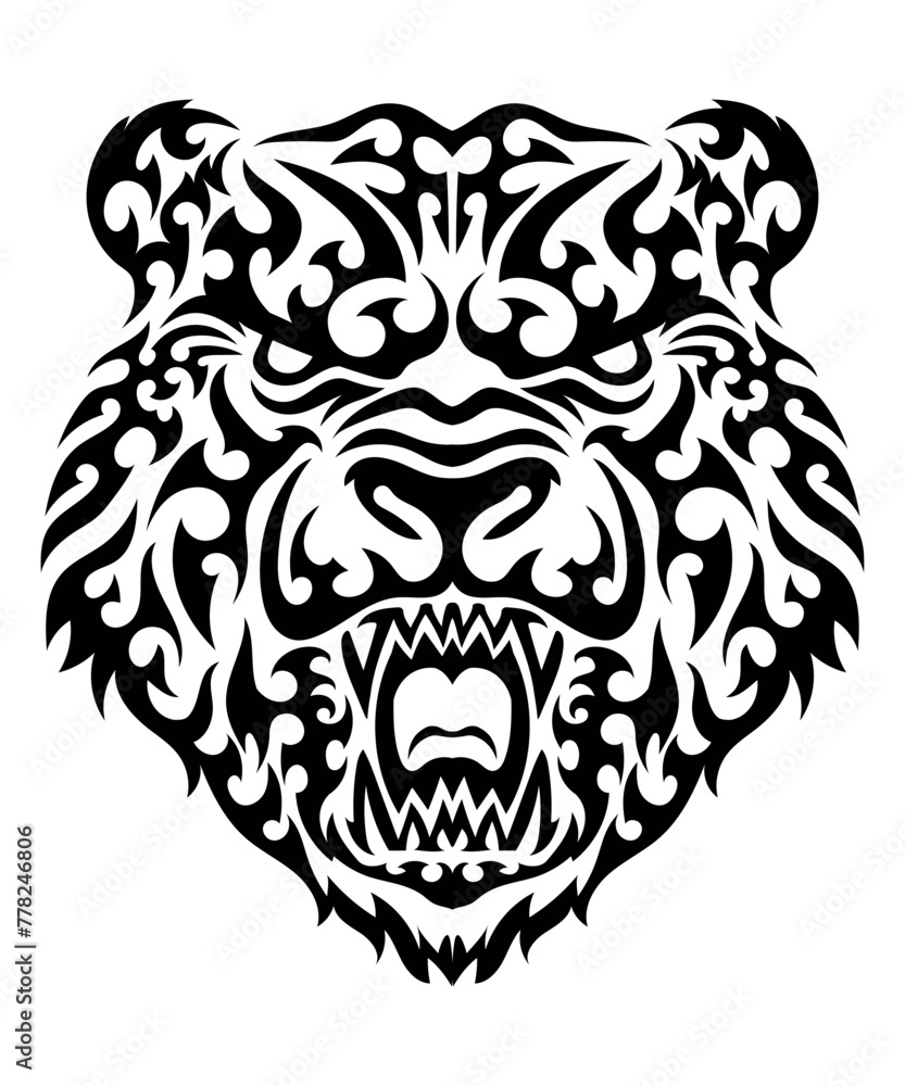 Fototapeta premium Abstract Black and White Bear Tribal Tattoo Design 