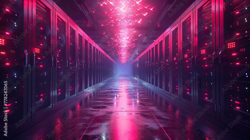 data migration concept with birds flying between servers, information transfer symbol data migration concept with birds flying between servers, information transfer symbol