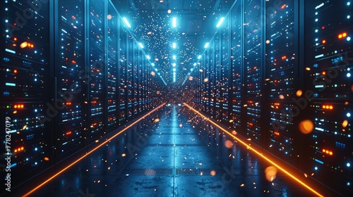 data migration concept with birds flying between servers, information transfer symbol