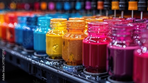 Detailed image of computer printer cartridges, vibrant colors